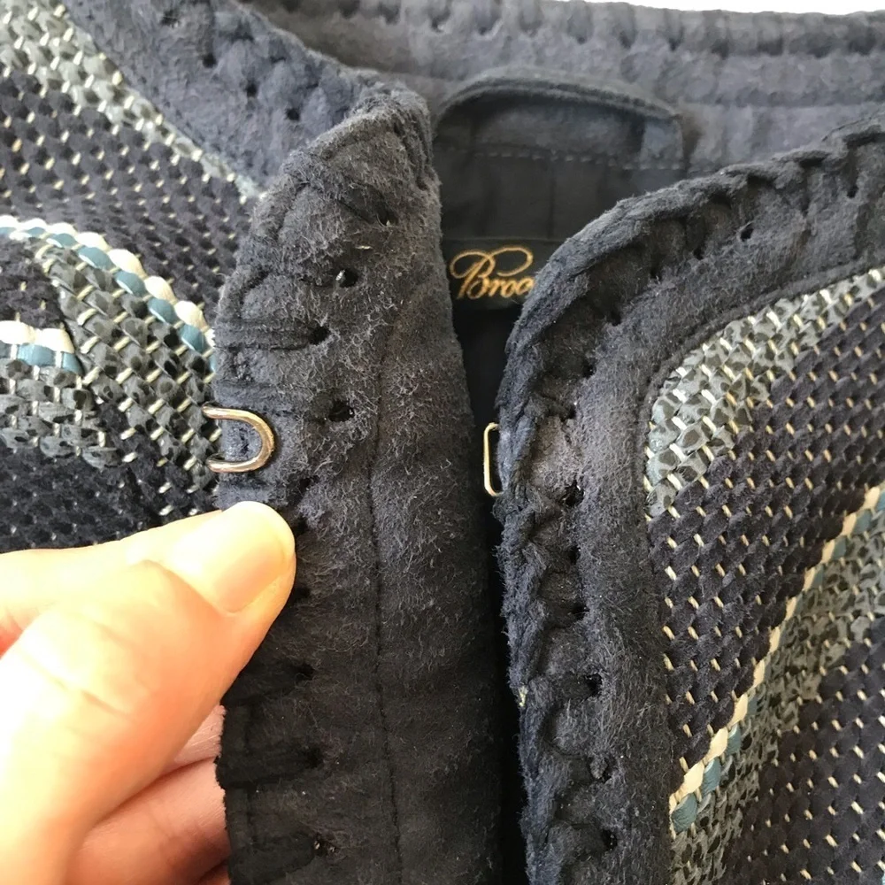 Brooks Brothers Navy Leather Blazer